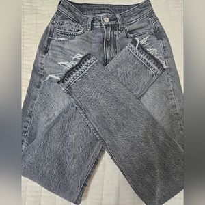 American Eagle Mom gray ripped jeans size 000 regular